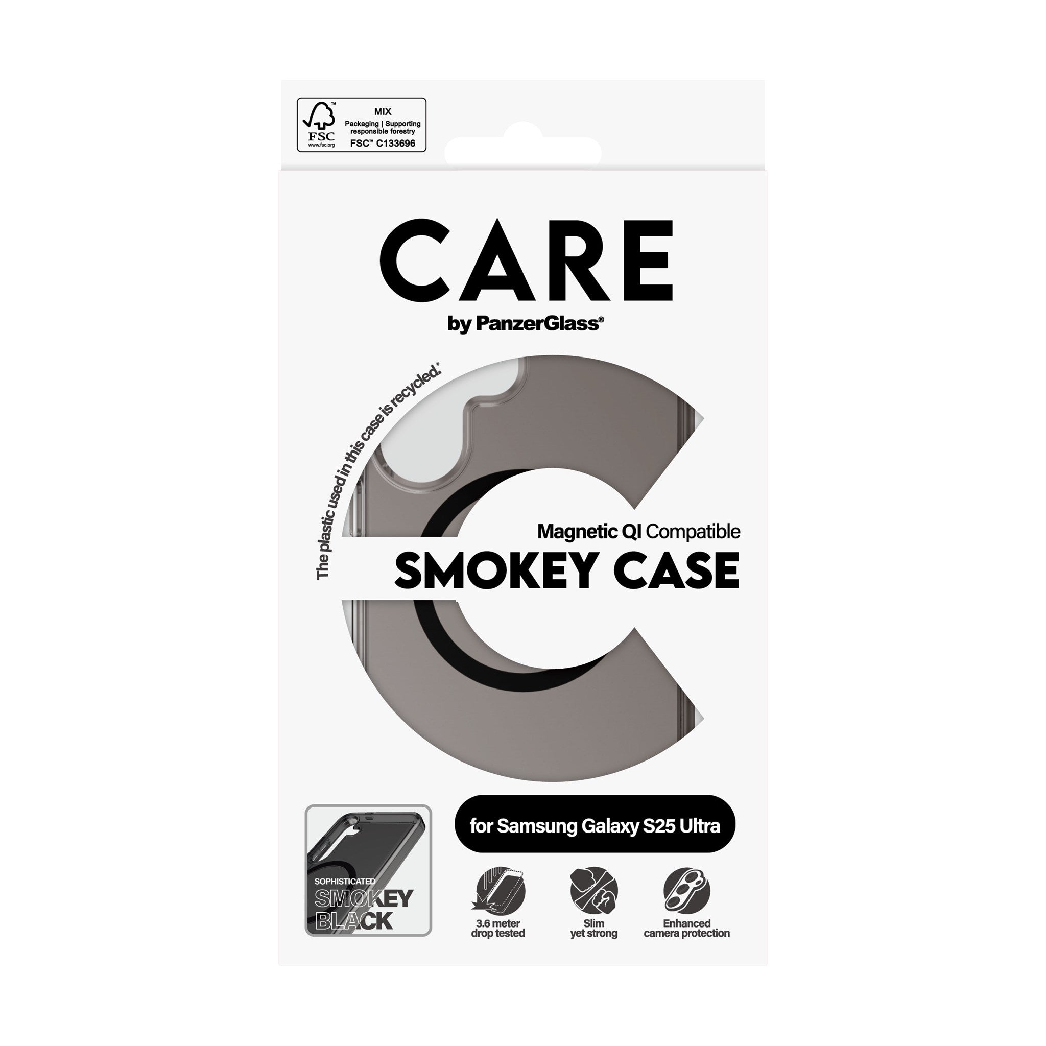 CARE by PanzerGlass® Urban Combat Case Smokey m. Sort Qi Compatible Samsung Galaxy S25 Ultra